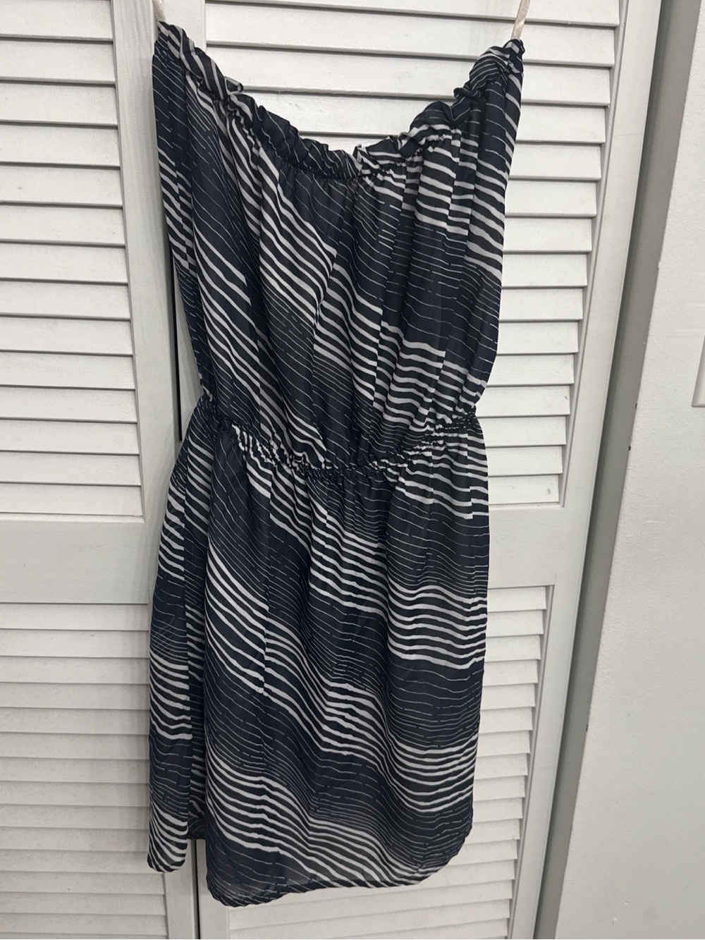 GAP Navy and White Striped Strapless Mini Dress